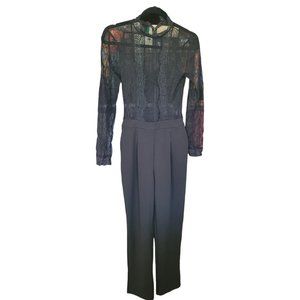 Express Long sleeve Jumpsuit with Black Lace Top Size 6